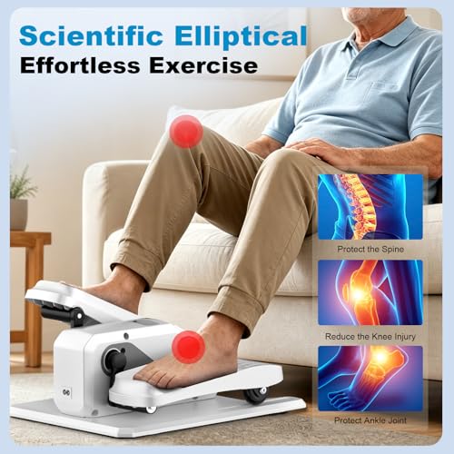 Image of Under Desk Elliptical Machine, Electric Elliptical as Seen on TV for Seniors Adults with 15 Adjustable Speed, Quiet & Portable Electric Seated Pedal Exerciser for Home Office