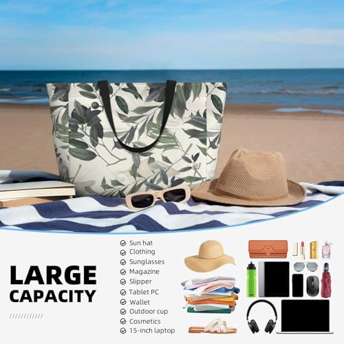 Large Capacity Beach Bag Waterproof Pool Tote for Gym Swimming Camping Carry On Bag Cute palm tree leaves Print2