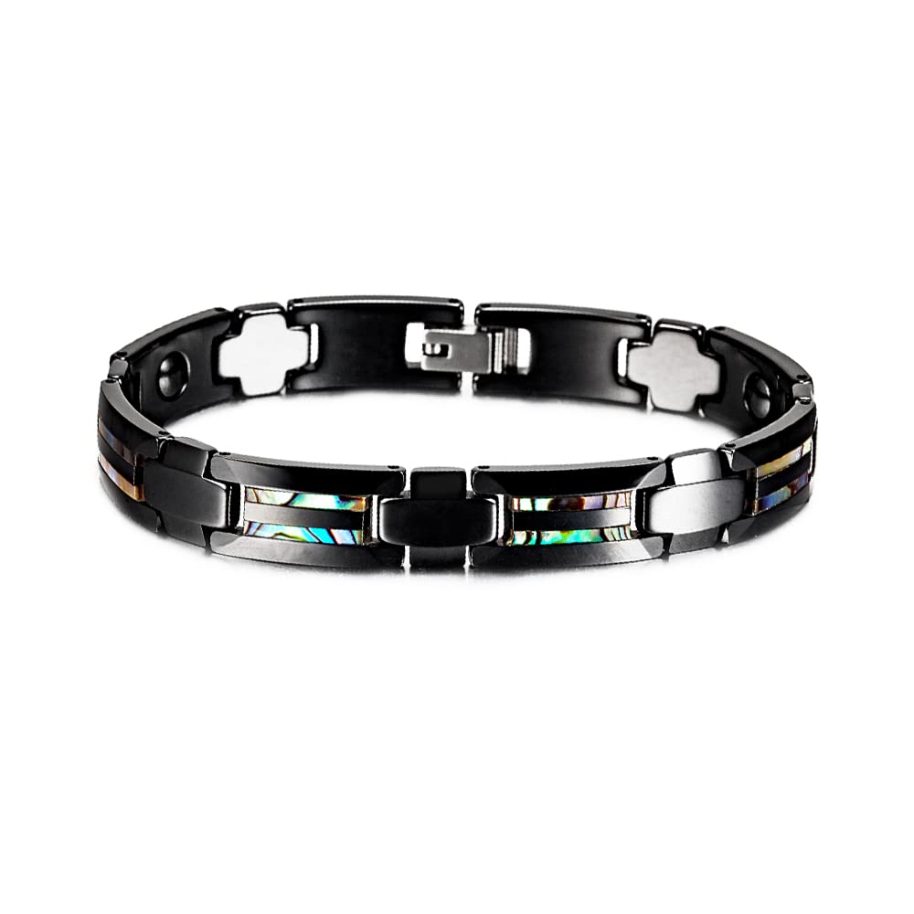 YSJNGF Charm-Armband Arthritis 10 mm Keramikarmband Männlich Schwarz Armband Homme Shell Gesundheit Energie Hämatit Magnetarmband Geschenk Geschenk (Farbe: 20 cm Keramik)