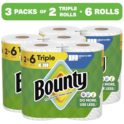 Image of Bounty Select-A-Size Paper Towels, White, 6 Triple Rolls = 18 Regular Rolls (3 Packs of 2)