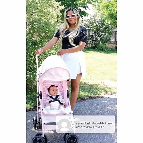 babyGap Classic Stroller - Lightweight Stroller with Recline, Compact Fold & Removable Parent Organizer - Made with Sustainable Materials, Grey Stripes - image 7