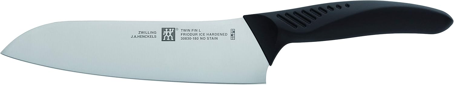 Zwilling 30830-010 Twin Fin L Multi-Purpose/Petty/Cutting Board, Set of 3, Santoku Knife, Cutting Board, Gift, Stainless Steel, Dishwasher Safe