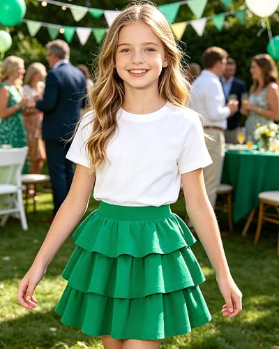 Image of KEREDA Girls Skirt Kids Casual 3-Layer Ruffle Skort School Uniform Skirts for Girls