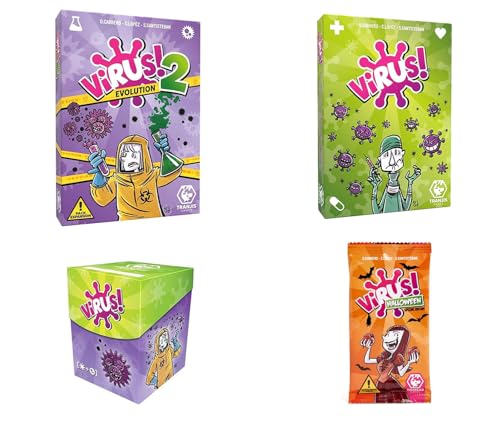 Genérico Pack Virus 1 - Virus 2 - Halloween - Fundas para Cartas - Juegos DE Mesa - Caja de Cartas Pack Juego Cartas para niños y Adultos