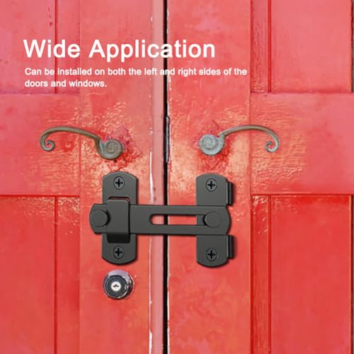 2PCS Barn Door Lock, 180 Degree Flip Sliding Barn Door Latches, Gate Latch for Barn Door, Sliding Door, Pet Door, Garage, Bathroom, Window, Outdoor(Black) - Image 7