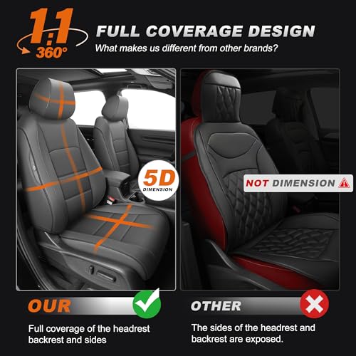 Image of AOMSAZTO Custom Fit Seat Covers for Honda CRV 2017 2018 2019 2020 2021 2022 CR-V Faux Leather Full Set Seat Covers Front & Rear Car Seat Protector(Grey,5 Seats)