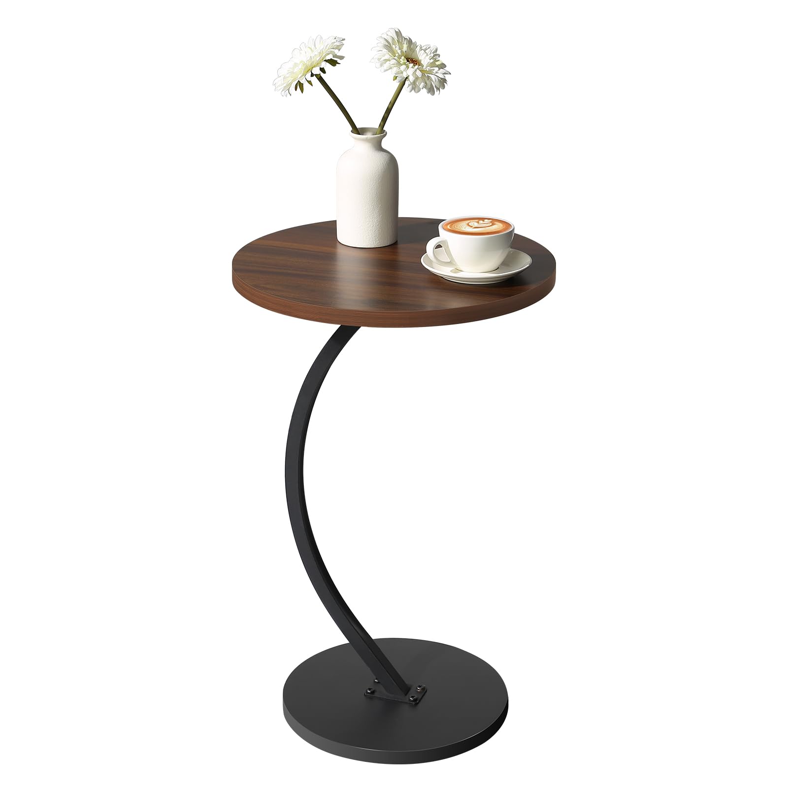 Side Table,Small Round End Table,Coffee Table,Nightstand Table,Sofa Table for Small Spaces, Living Room,Bedroom,Rustic Brown