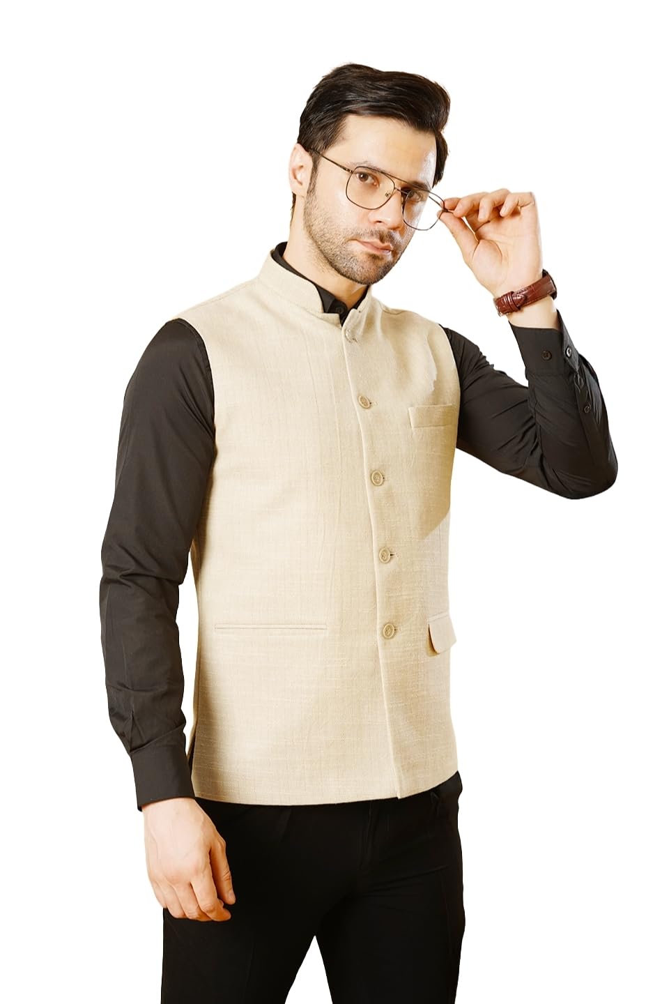 wintage Men's Linen Cream Nehru Jacket-picture-34