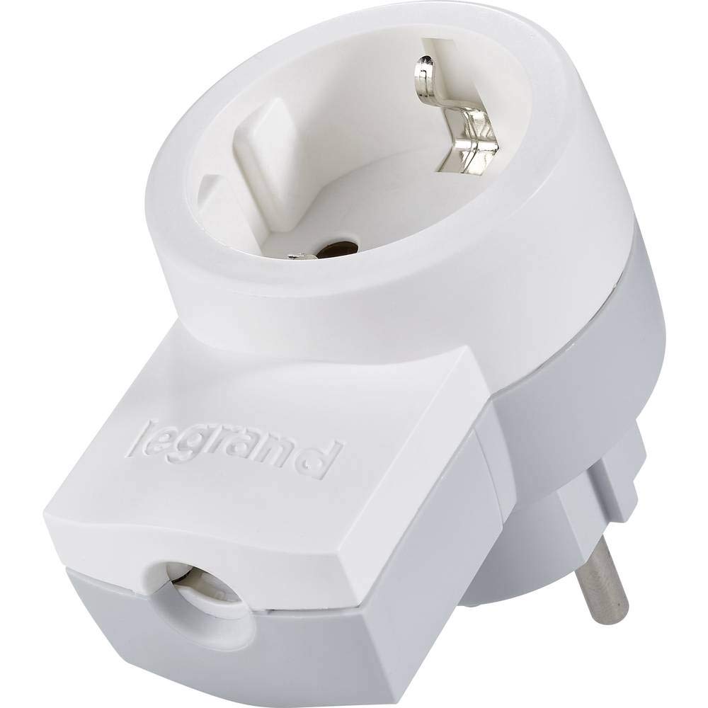 Legrand 050462 Wtyczka ze Stykiem Ochronnym z Gniazdkiem, Biała/Szara, 16A/230V