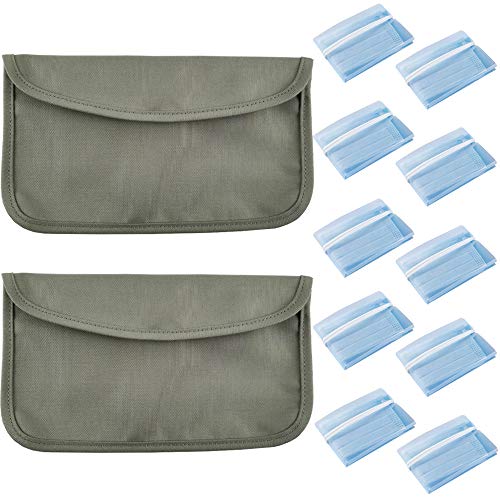 2 Pack Face Cover Storage Bags Portable Face Mouth Cover Organizer Case Cosmetic Pouch Accessory Bags with 10 Pcs Face Cover Storage Clip