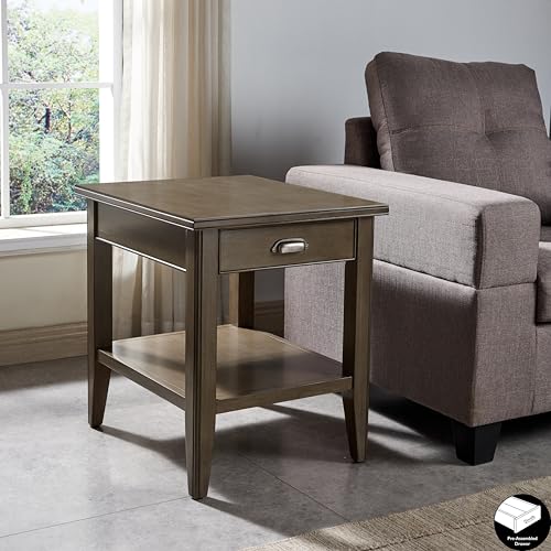 Image of Leick Home Laurent End Table, 24 inch, Smoke Gray