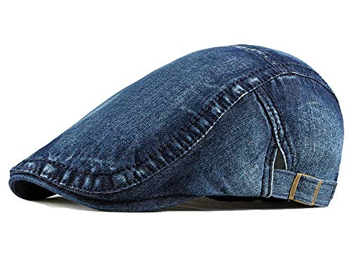 2 Pack Mens Denim Cotton Newsboy Cap Ivy Gatsby Driving Hunting Cabbie Hats (2 Pack-C) #TOP6