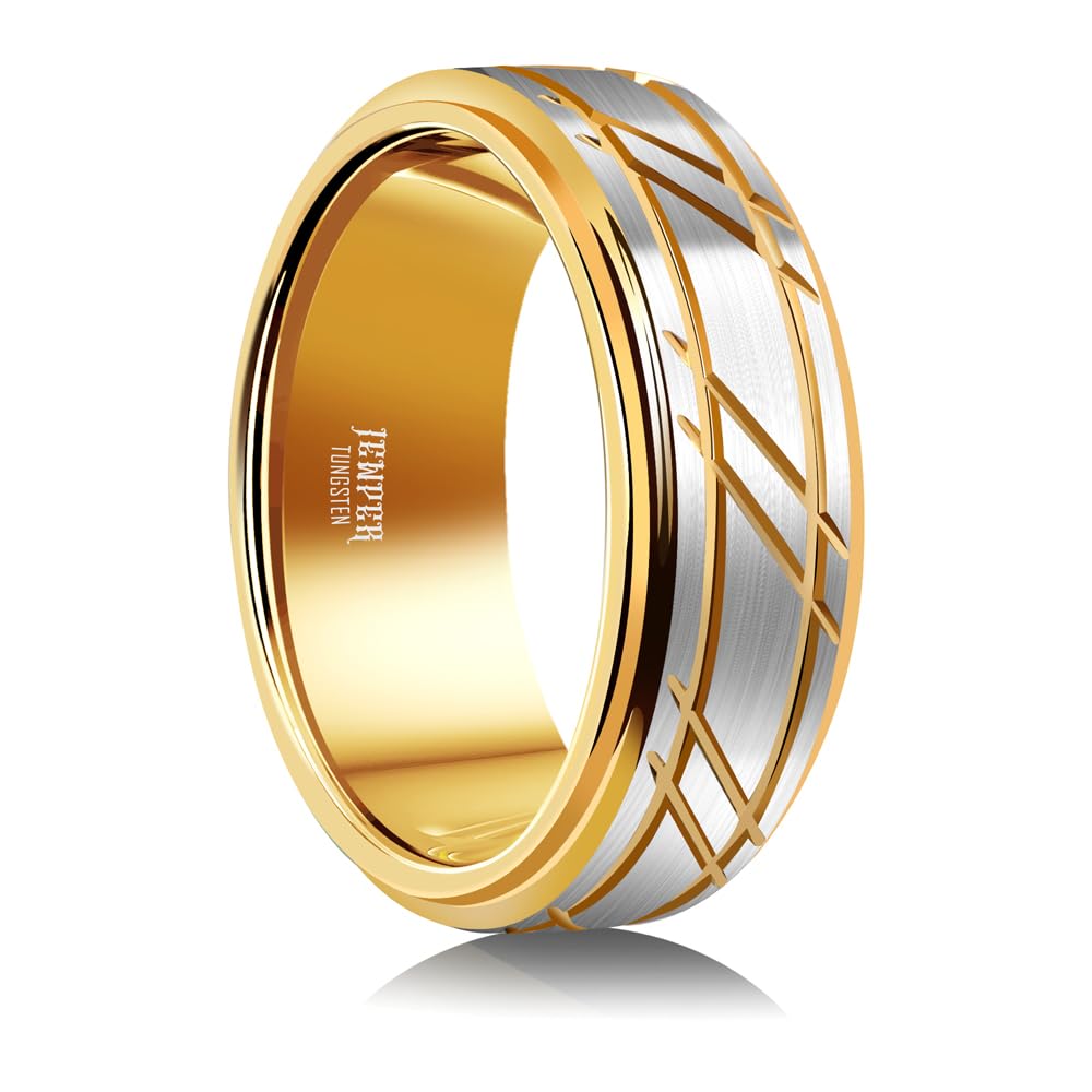 Tungsten Rings for Men Womens 8mm Black Fashion Promise Wedding Band Hammered Groove Mete…