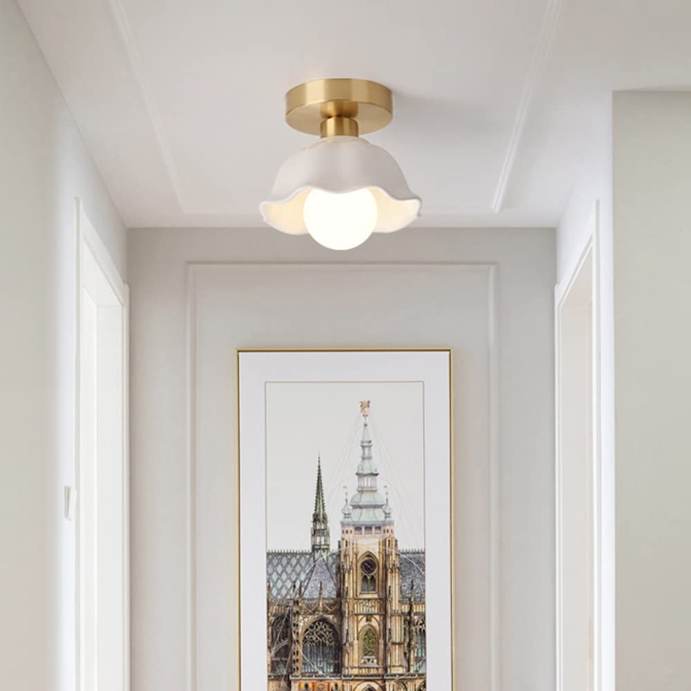 Générique Plafonnier Moderne Tout Cuivre Abat-Jour En Céramique - Éclairage Intérieur pour Chambre Salon Et Espaces Commerciaux