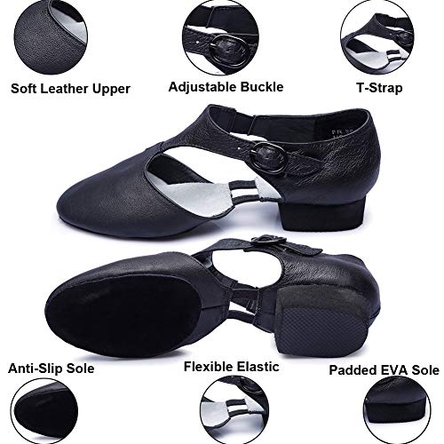 Leather Jazz Dance Shoes for Women Men Slip on Teaching Dance Sandals3