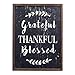 NIKKY HOME Rustic Inspirational Wooden Wall Plaque Sign，12 x 16 inch, Grateful Thankful Blessed