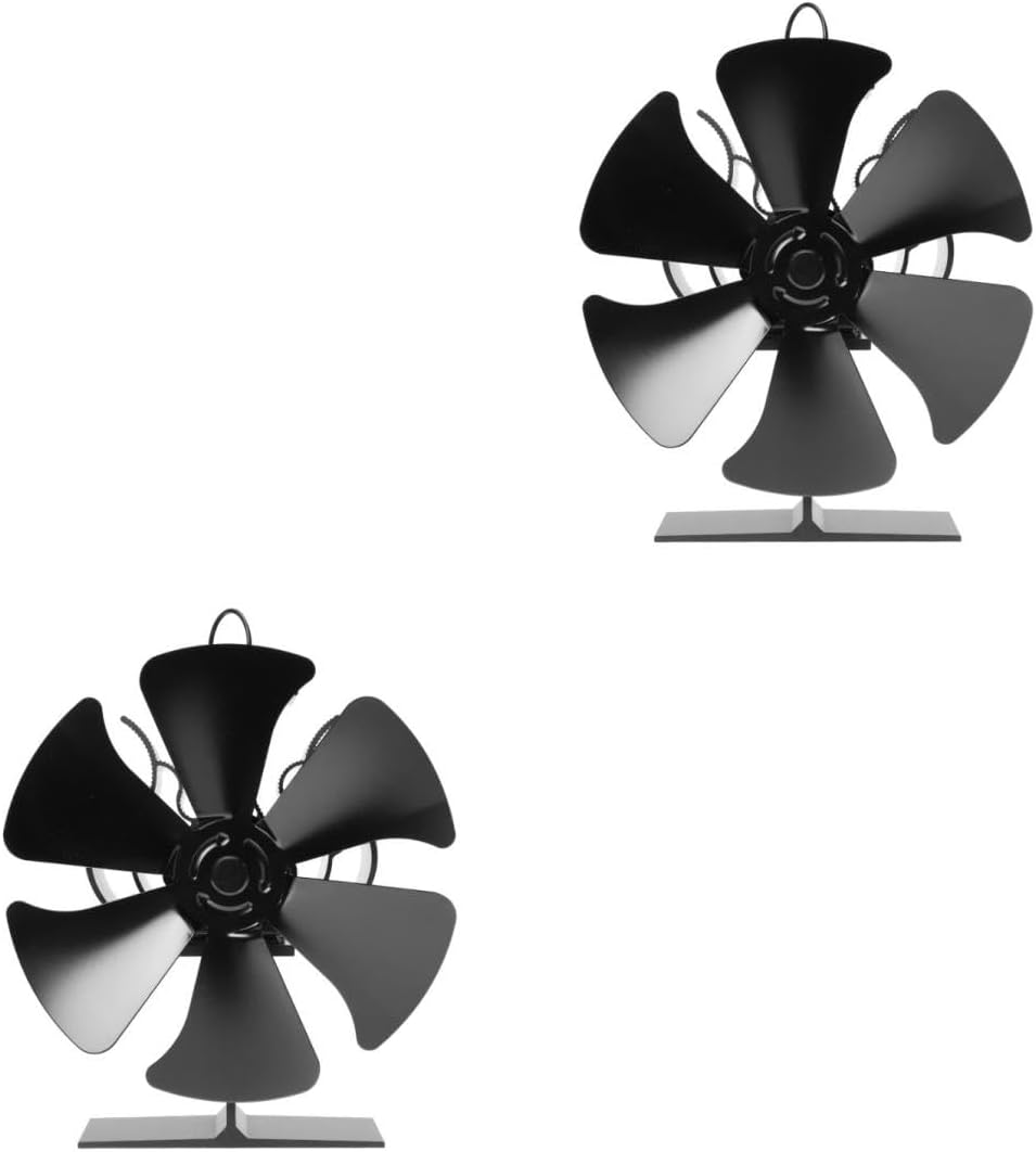 Mobestech 2pcs Stove Fan for Efficient Heat Distribution Heat Powered No Electricity Required for Log Burners and Fireplaces Battery Air Circulation