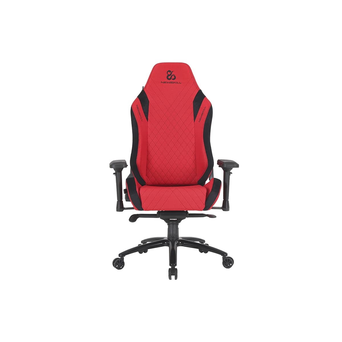 NEWSKILL Neith Zephyr Professional Gaming Chair, Breathable Fabric, Adjustable Height, 4D Padded Armrests, Reclining 180º, Lumbar and Cervical Cushion, Piston Class 4, Gamer Chair, Red