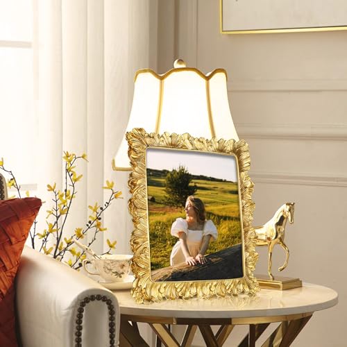 Image of 8x10 Vintage Picture Frames, Gold Picture Frame for Table Top Display and Wall Hanging Home Decor