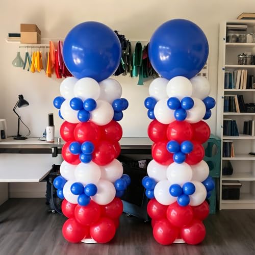 Image of Lukiituke Red White and Blue Balloons, 60Pcs Red and Blue Balloons | 12in Latex Balloons for Independence Day, Patriotic, Memorial, Birthday Decorations