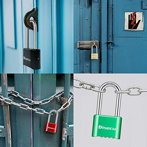 Image of 1 Pack disecu Heavy Duty 4 Digit Combination Lock, 2.5 Inch Long Shackle Outdoor Waterproof Padlock for School Gym Locker, Storage Unit, Fence, Gate, Toolbox (Green)