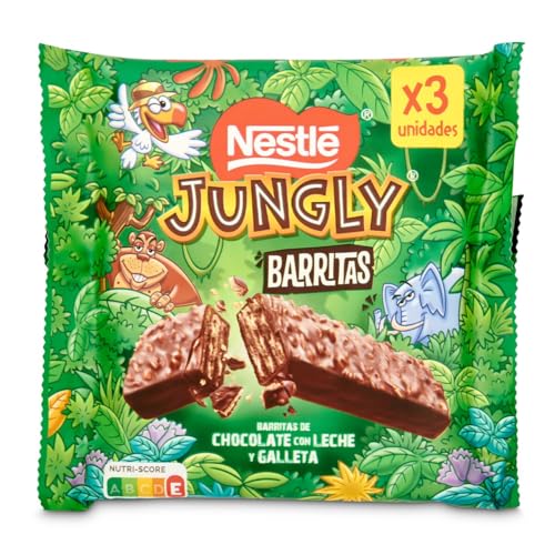 NESTLÉ JUNGLY barrita de Chocolate con Leche y Galleta 3x34g