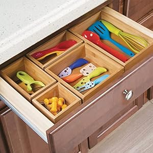 mDesign Bamboo Wood Kitchen Cabinet Drawer Organizer Tray Bins - Multipurpose - Use in Drawers, on Countertops, Shelves or in Pantry - Varied Sizes - Echo Collection - Set of 5 - Natural mDesign Bamboo Wood Kitchen Cabinet Drawer Organizer Tray Bins Multipurpose Use in Drawers on Countertops Shelves or in Pantry Varied Sizes Echo Collection Set of 5 Natural
