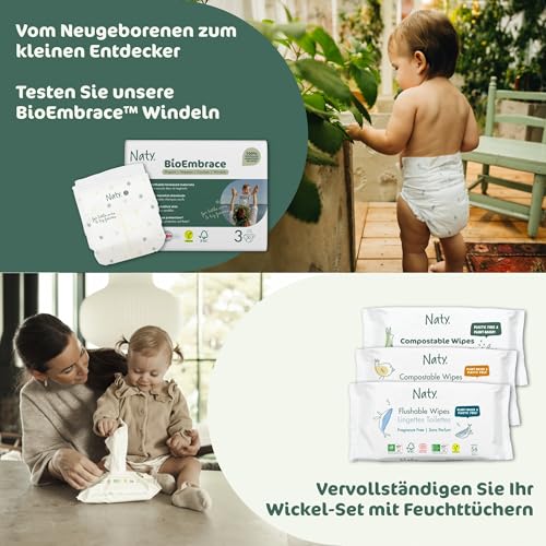 Naty FreeMovers Baby Pants Windeln | Windelhöschen zertifiziert hautverträglich | Weich & ohne Duftstoffe | Saugstark & Auslaufsicher | Dermatologisch getestet | Größe 7 (16+ kg) | 64 Stück