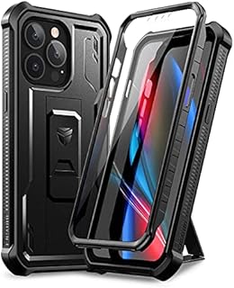 Dexnor for iPhone 13 pro Case, [Built in Screen Protector and Kickstand] Heavy Duty Military Grade Protection Shockproof Protective Cover for iPhone 13 pro - Black