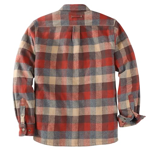 Dubinik® Mens Shacket Lightweight Jacket Cozy Warm Lined Overshirt Flannel Shirts For Men Long Sleeve Snap Casual Plaid2