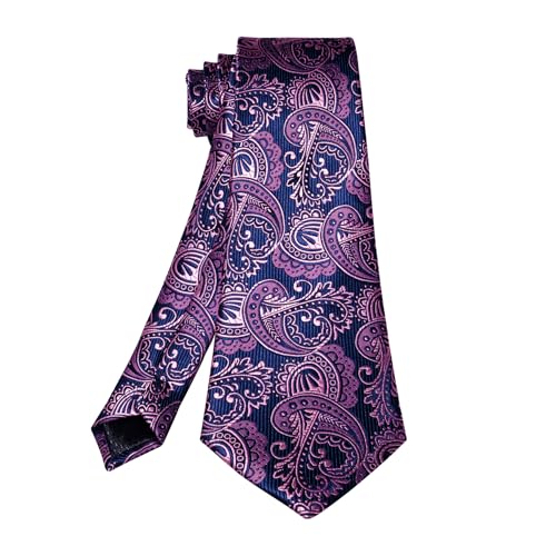 Image of 5PCS Mens Premium Silk Tie, Pocket Square, Cufflinks, Drilled Tie Ring and Lapel Pin Set for Wedding Groom Party