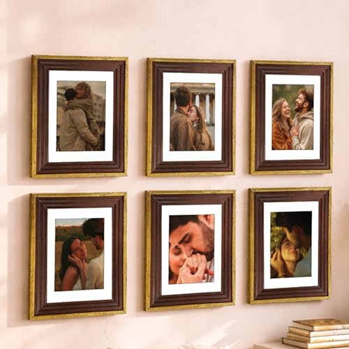 Image of Art Street Luxury Photo Frame for living room, Modern Step Design Photo Frames for Photograph, Art Work, Kids Room Set of 6 (6x8 Inch, Gold)