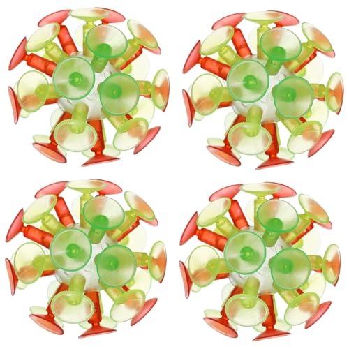 JOINPAYA 4 Piezas Pelota de Ventosa para Juguete Luminoso y Rebotador para Fiesta Infantil