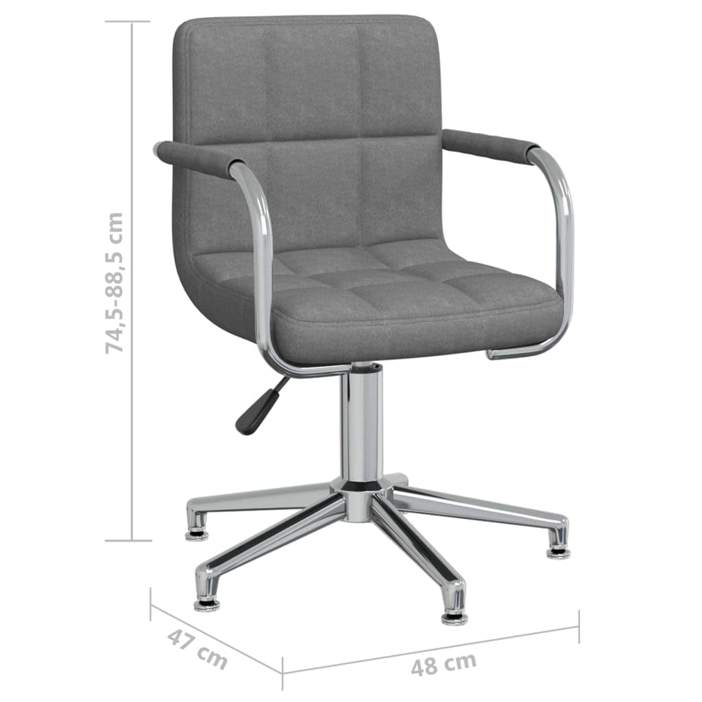 Silla de comedor giratoria gris claro de tela con resorte de gas, acolchada y ergonómica, 48 x 47 x 74,5 – 88,5 cm, moderna silla de cocina para comedor, salón, oficina y sala de espera
