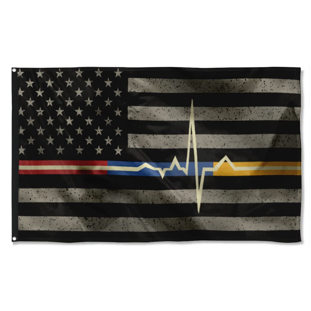 EMS Emergency Medical Service Flag Banner Outdoor Indoor Decoration Flag 3x5Feet Double Stitched Polyester with Brass Grommets