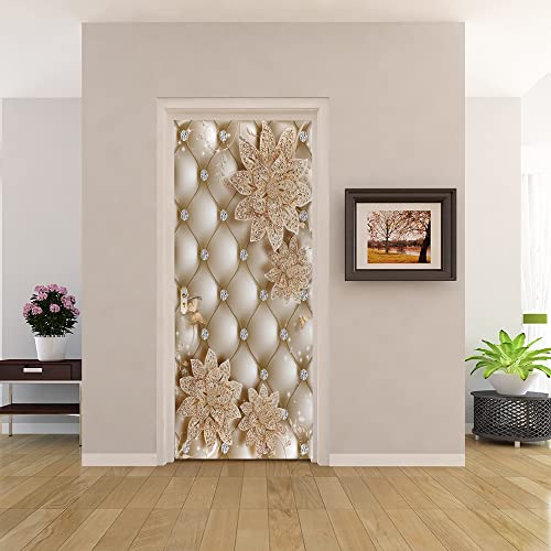 Papier peint de porte fleurs 3D pour cacher les imperfections et décorer sans peindre
