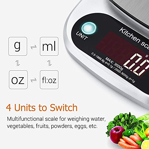 Anself Balança digital portátil Mini balança de cozinha digital profissional balança eletrônica prec