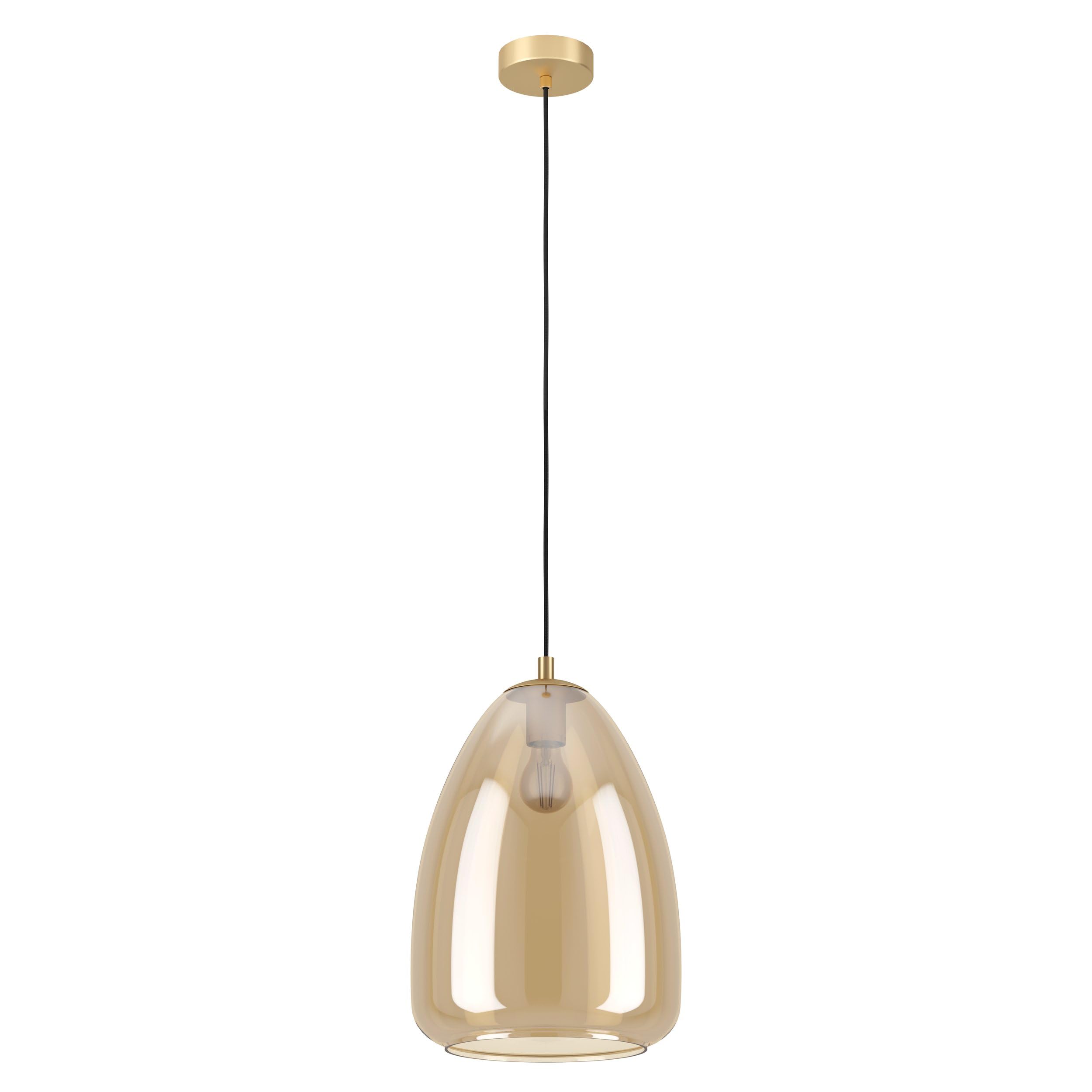 Eglo Light/Amber Alobrase 300Mm Pendant In Vaporized Transparent Glass