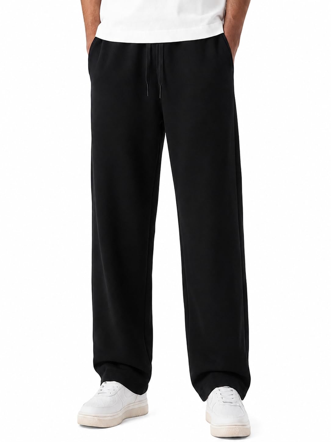 Men's Loose Fit Track Pants, 100% Pure Cotton, Breathable, Drawstring Waist-picture-42