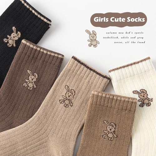 Socks for Kids Ribbed Cuffs Cartoon Embroidery Mid-Calf Crew Socks Fashion Cute Casual Kids Socks 5 Pairs 1-3 Years4