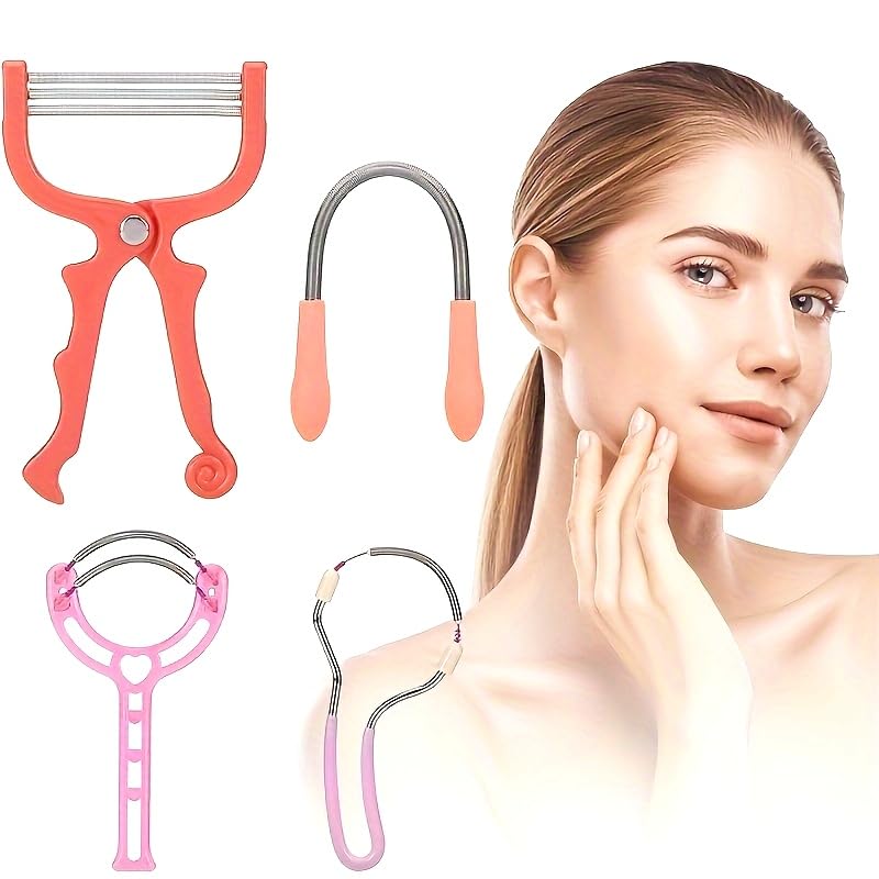 maycreate® 4pcs facial hair removal tools for women, spring-type & tweezer/frame epilators for peach fuzz, upper lip hair & sideburns gentle and precise facial hair remover for smooth skin
