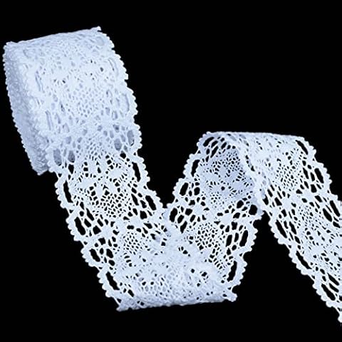 SEWDIYTR Lace Ribbon White Lace Trim Crochet Cotton Lace for Sewing Crafts, Wedding Decor, 5 Yards Cover