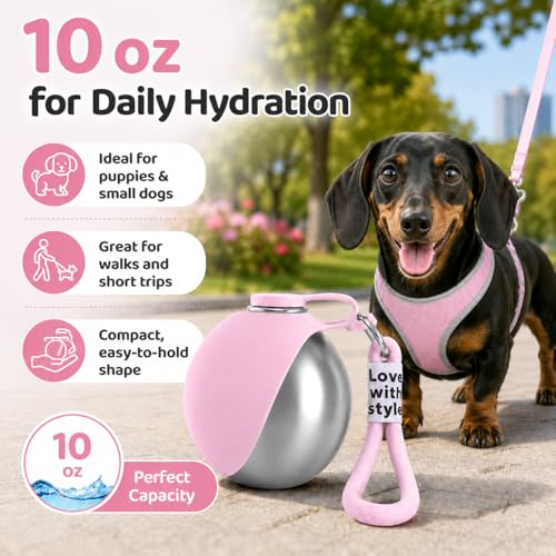 Bokynu Portable Dog Water Bottle 10oz with Foldable Bowl — view 7