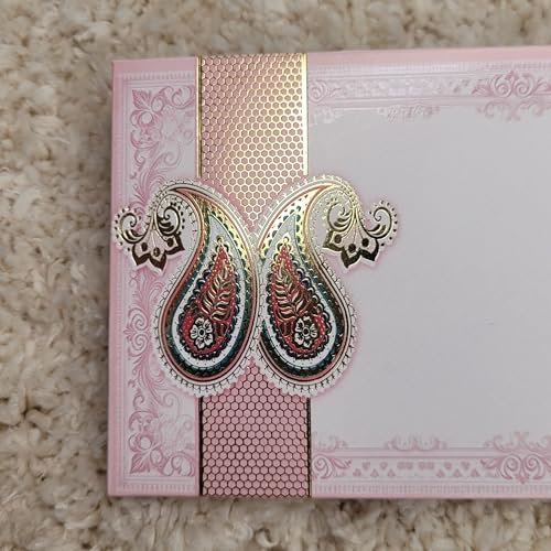 Image of Fonsie cash shagun Pocket small size (4.53 * 3.35 inches) fancy design envelopes pack of 10 for gifting money on wedding gift, baby shower gift, shagun, family gatherings, Ambiyan Pink.