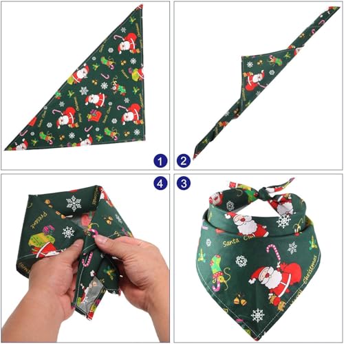 4 Stück Haustier Bandanas,Dreieckstuch,Haustier Dreieck Lätzchen,Halstuch Einstellbare für Hunde Katze,Weihnachten Hund Bandanas,Mit Weihnachtsmann Elchmustern,Weihnachten Haustier Halstuch Deko