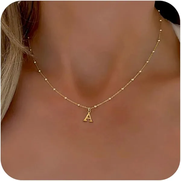 De Amo Sara Initial Necklaces for Women, Dainty A-Z Pendant Letter Charm Necklace Personalized Name Necklaces for Women Trendy Jewelry Gift
