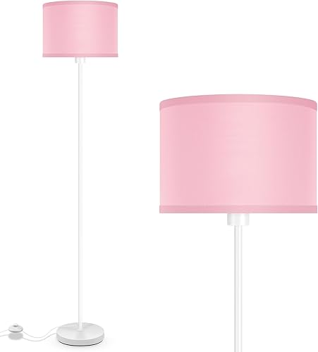 Miniatura 10 de Floor Lamp White, Standing Lamp, 58" Tall Floor Lamp with Black Lampshade, Foot Pedal Switch, Modern Bright Floor Lamps for Living