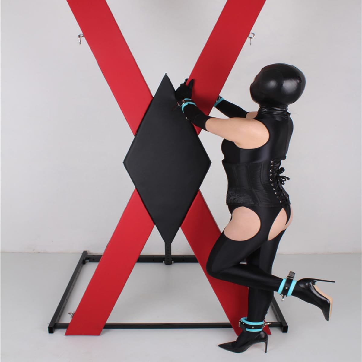 Große Bestrafung Bondage Gestell Sklaventraining Sexspielzeug Sm Folter Mit Fußfesseln+Handschellen Fesselgurte Sexfolter Self Bondage Sexmöbel Set Sexy Kreuz X-Rahmen