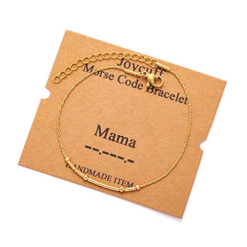 Image of JoycuFF Inspirational Morse Code Bracelets for Women Silver Beads Jewelry Encouragement Mantra Gifts for Her