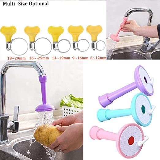 Aezta 360° Rotatable Faucet Sprayer with Lock | Long Silicone Flexible Adjustable Tap Extension for Kitchen Sink & Wash Basin | 2-Mode Water Flow Outlet | Universal Fit Plastic Water Filter Nozzle 1